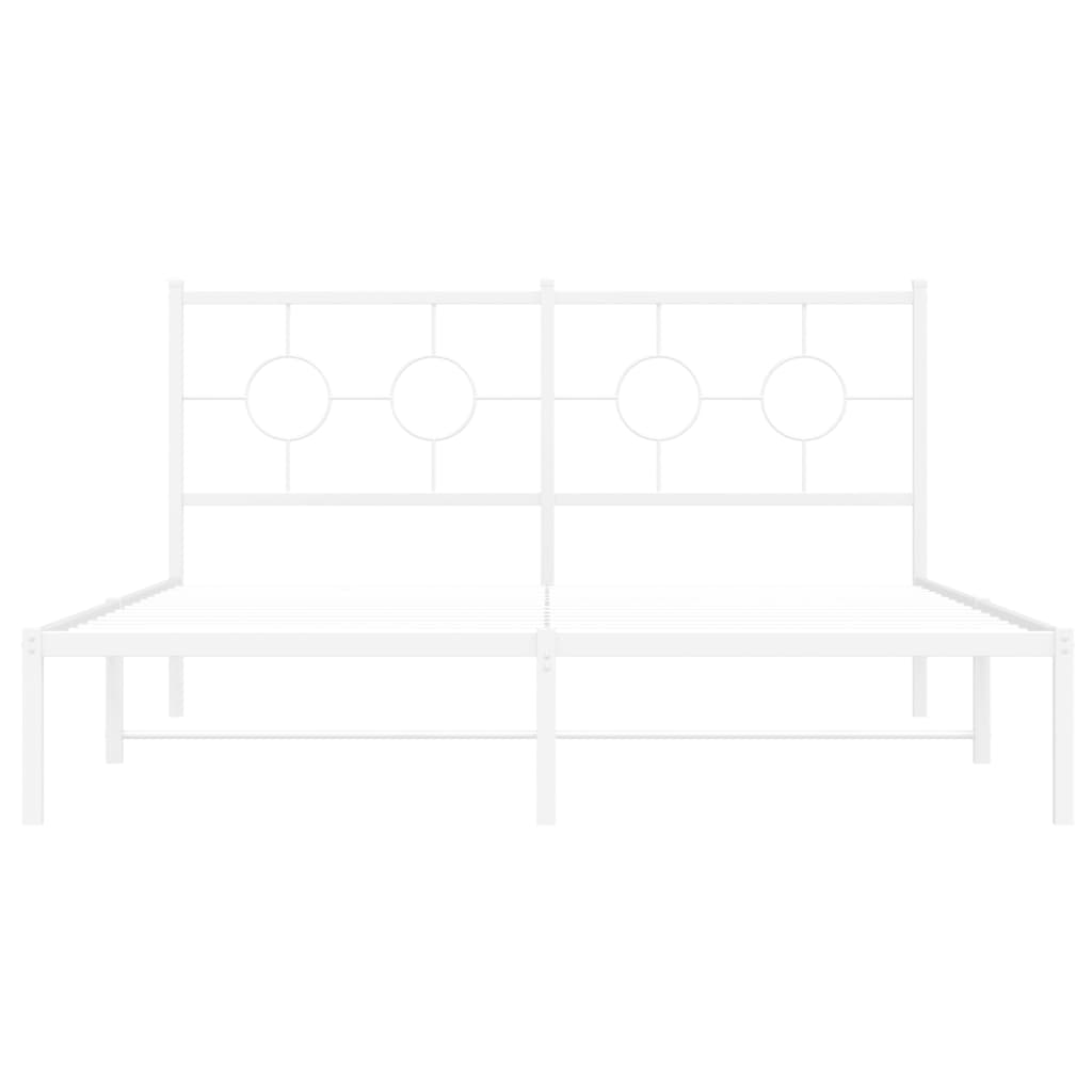 Sengeramme i metall med sengegavl hvit 160x200 cm vidaXL