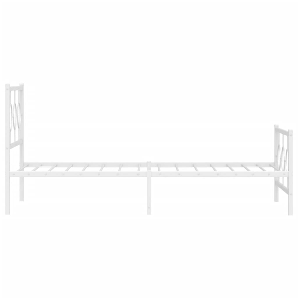 Sengeramme i metall med hode- og fotgavl hvit 100x200 cm