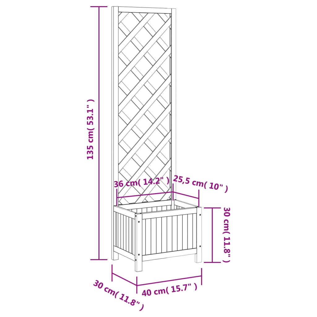 Plantekasse med espalier svart heltre gran