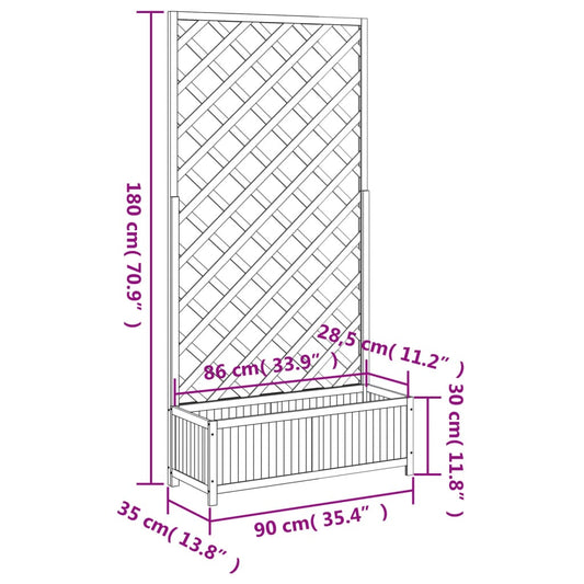 Plantekasse med espalier svart heltre gran