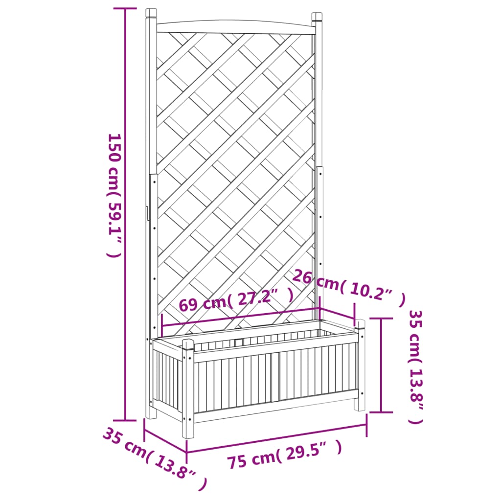 Plantekasse med espalier svart heltre gran