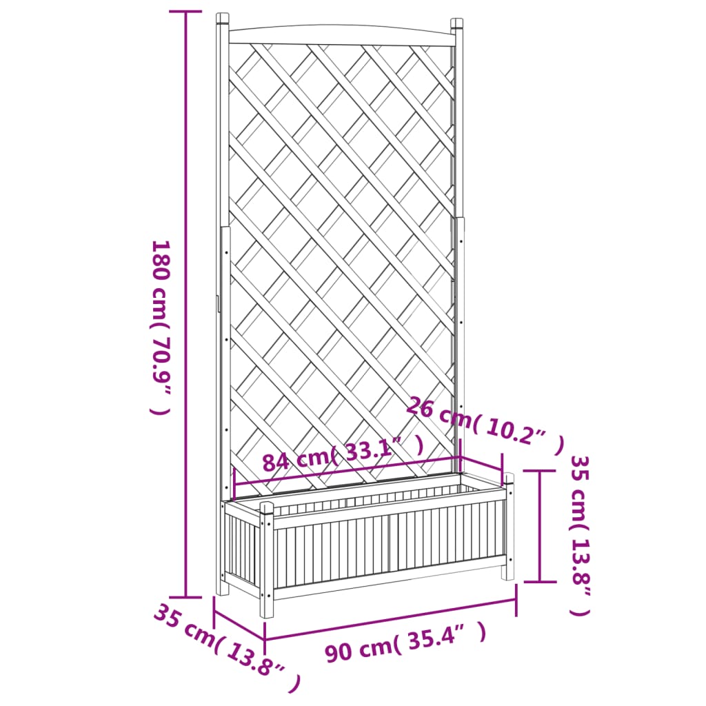Plantekasse med espalier brun heltre gran