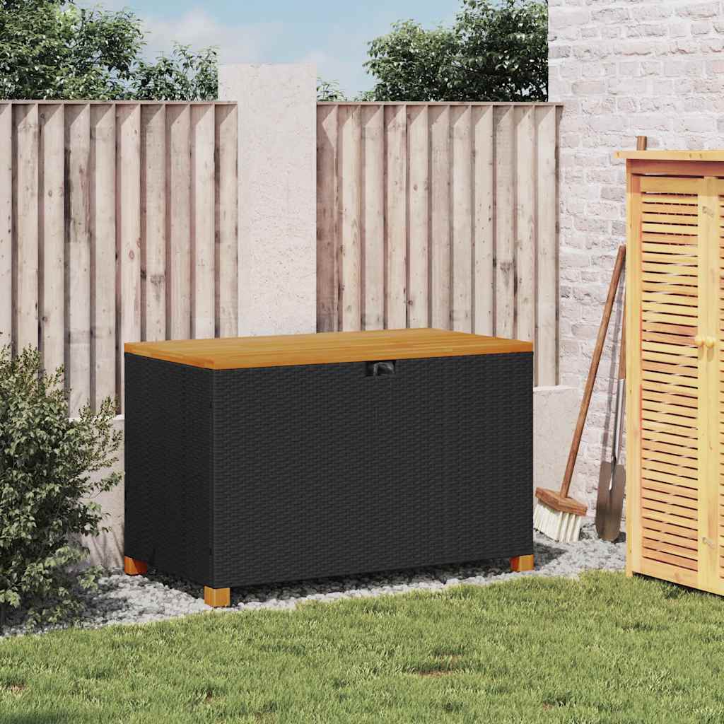 Putekasse svart 110x55x63 cm polyrotting akasie