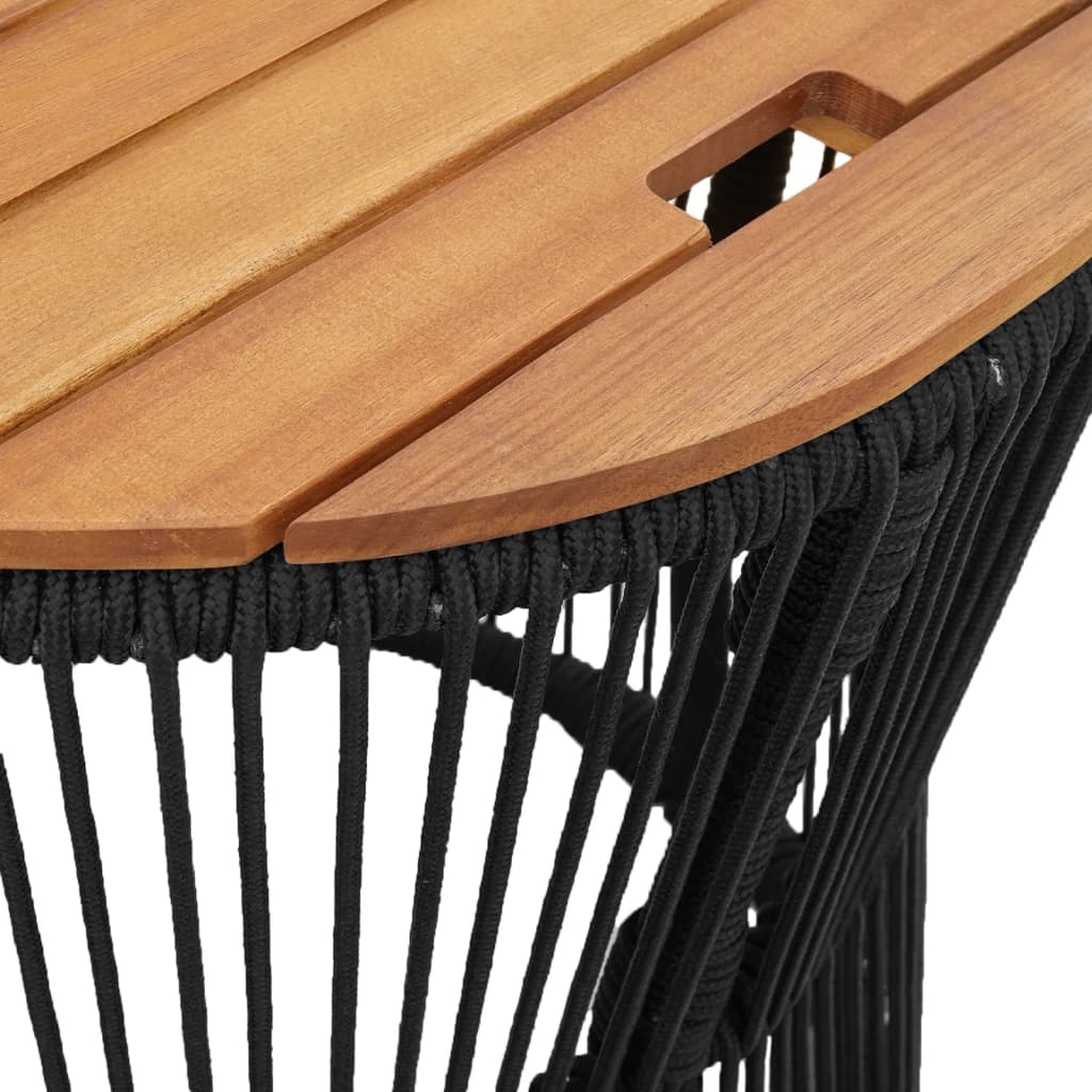 Utendørs sidebord med treplate 2 stk svart polyrotting vidaXL