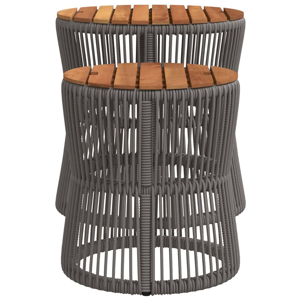 Utendørs sidebord med treplate 2 stk grå polyrotting vidaXL