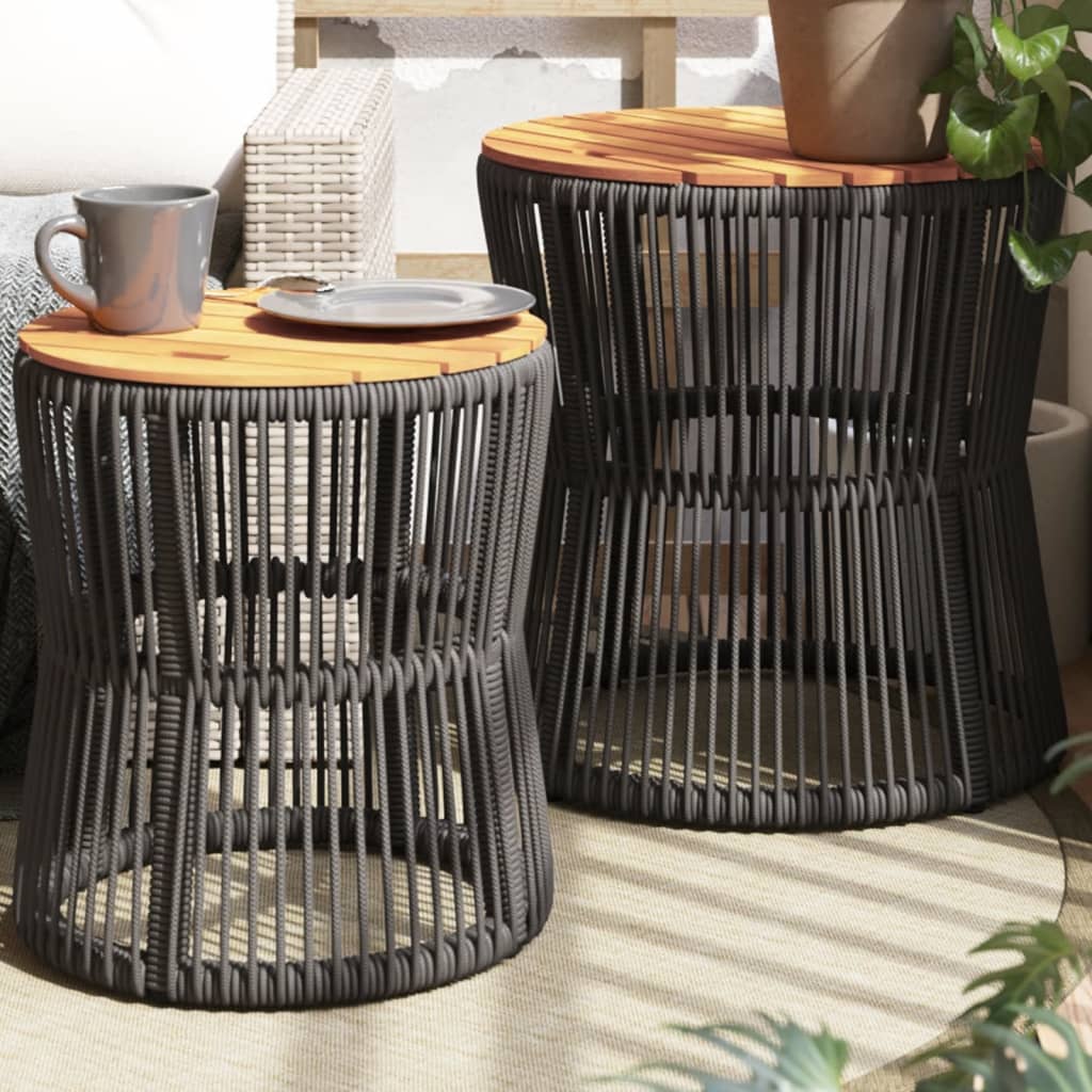Utendørs sidebord med treplate 2 stk grå polyrotting vidaXL