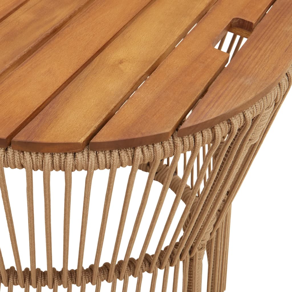 Utendørs sidebord med treplate 2 stk beige polyrotting vidaXL