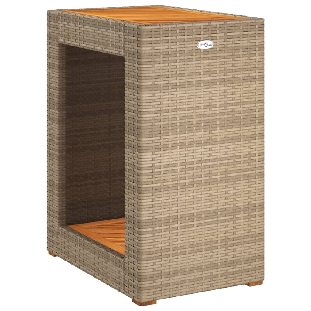 Hagebord med treplate beige 60x40x75 cm polyrotting