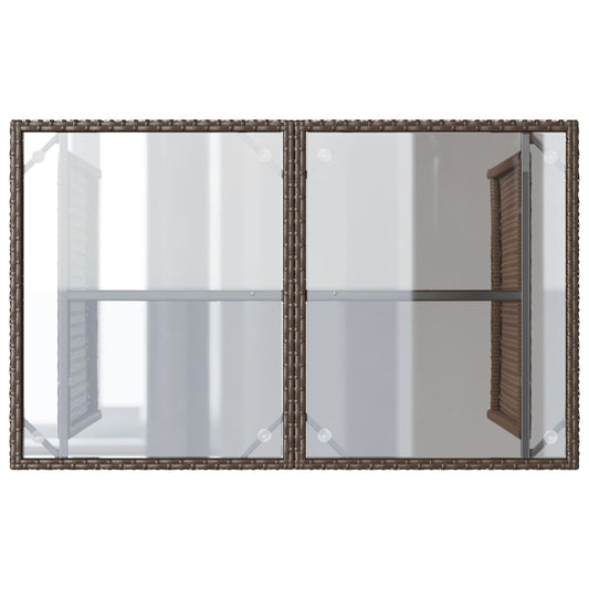 Hagebord med glassplate brun 110x68x70 cm polyrotting