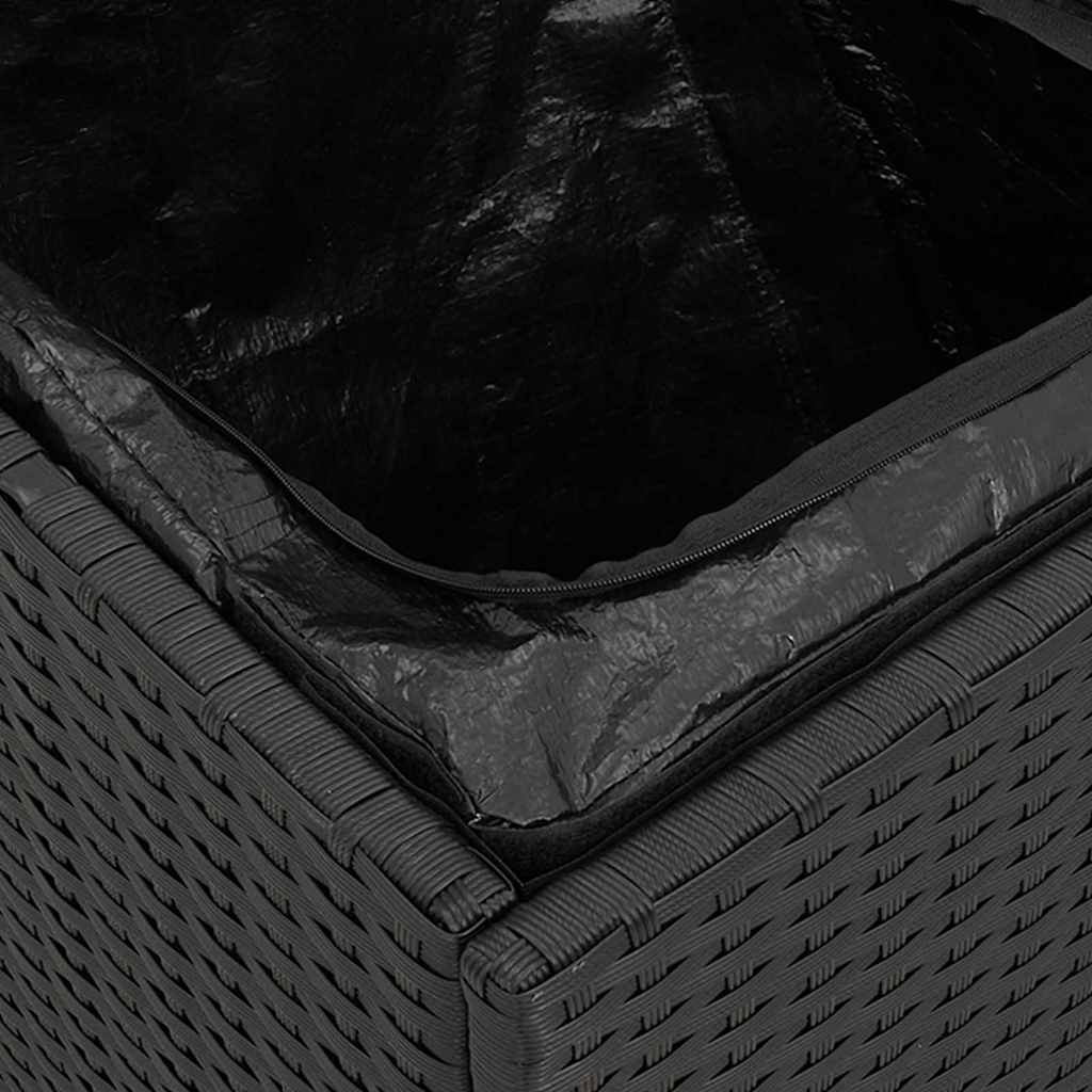 Putekasse med lagring Svart 50 x 50 x 50 cm polyrotting