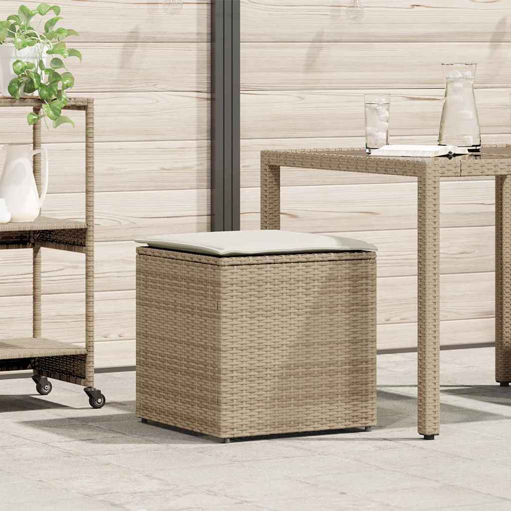 Putekasse med lagring Beige 50 x 50 x 50 cm polyrotting