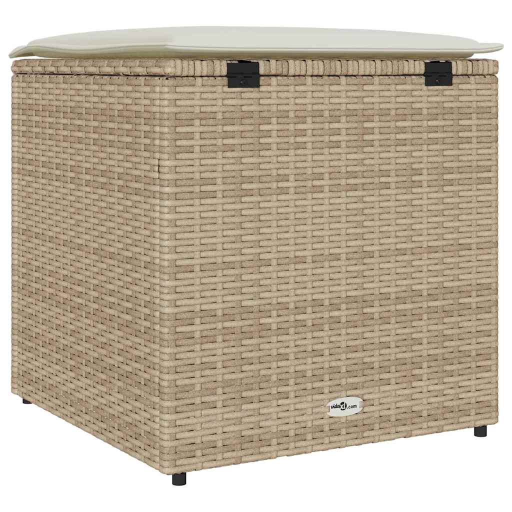 Putekasse med lagring Beige 50 x 50 x 50 cm polyrotting