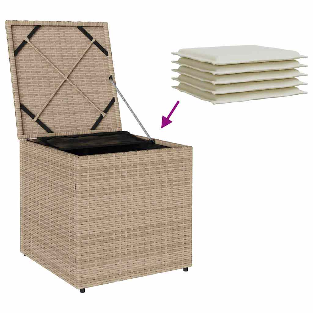 Putekasse med lagring Beige 50 x 50 x 50 cm polyrotting