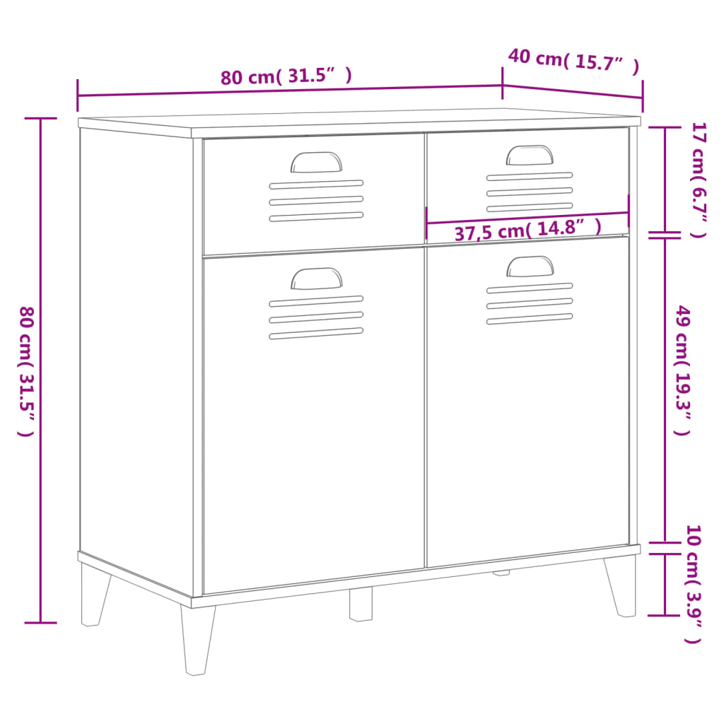 Skjenk VIKEN svart 80x40x80 cm konstruert tre