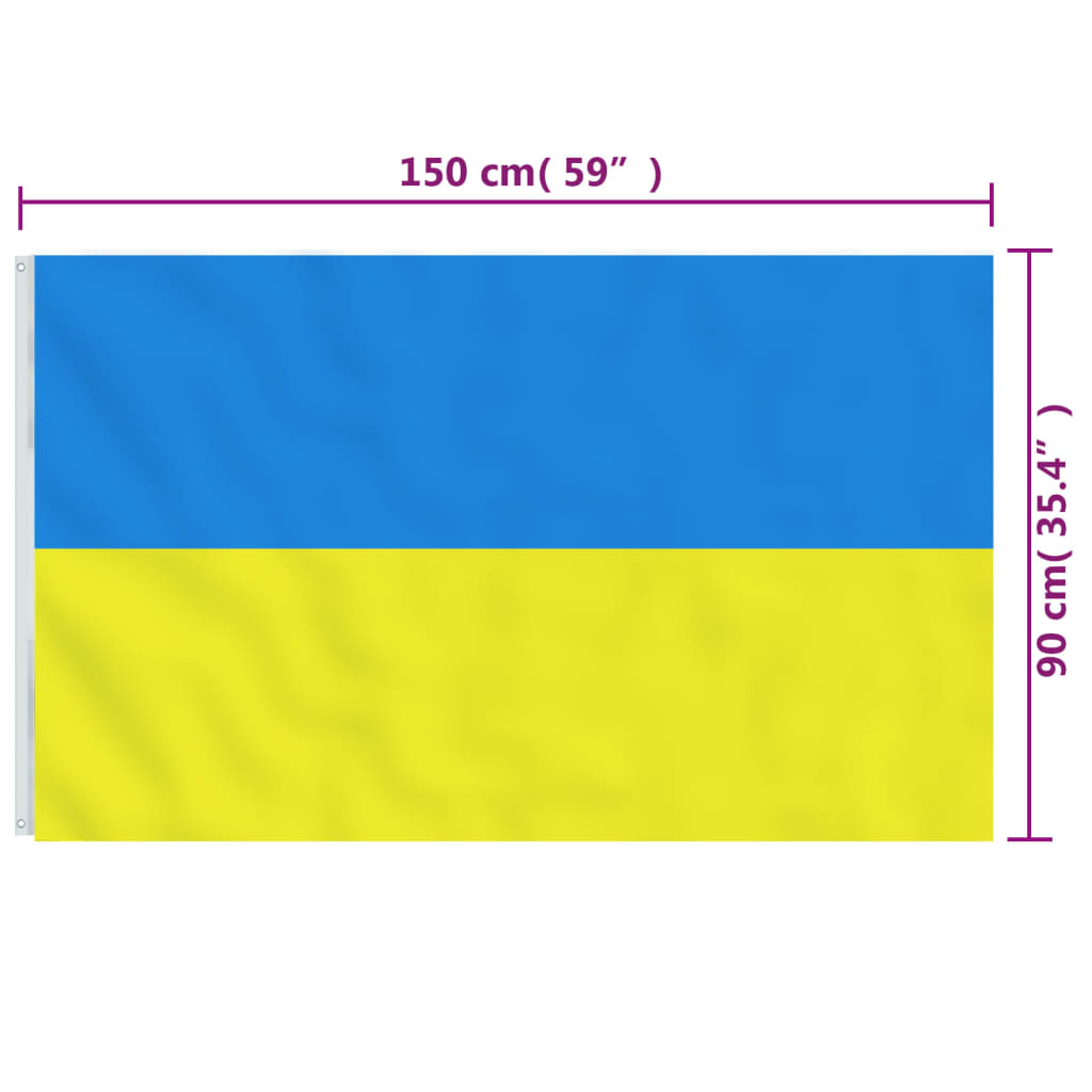 Ukraina flagg med messingmaljer 90x150 cm