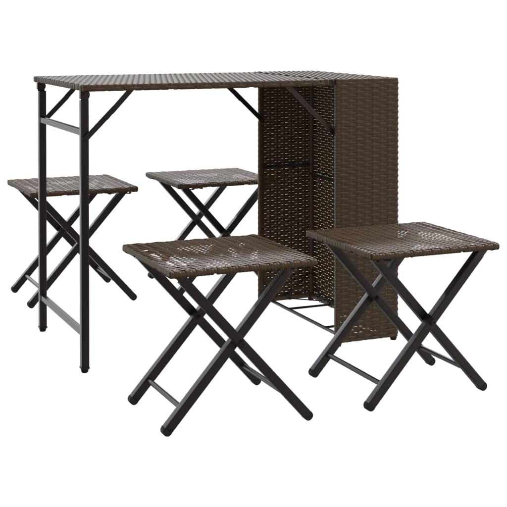 Hagespisegruppe 5 deler sammenleggbar brun polyrotting