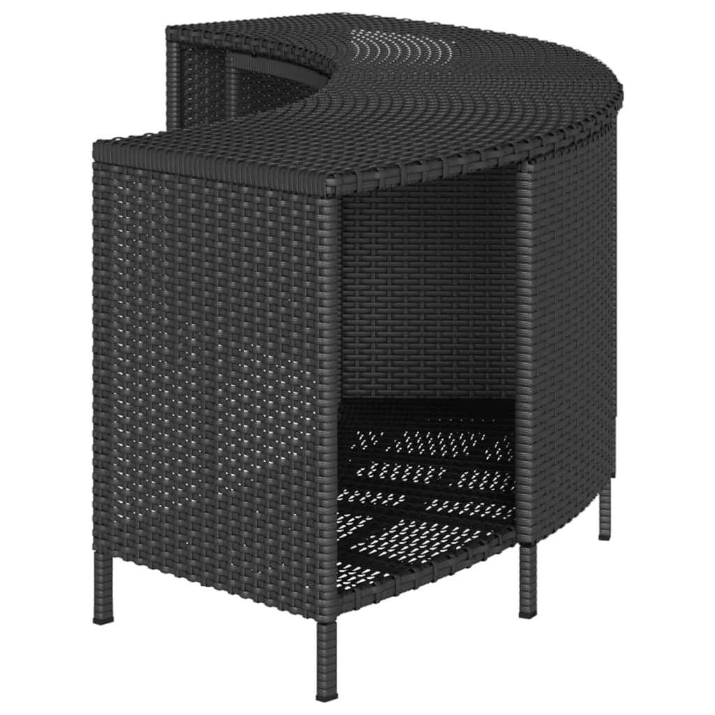 Oppbevaringshyller for boblebad 2 stk svart polyrotting