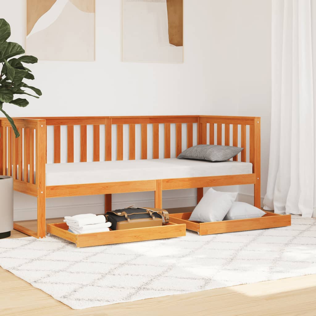 Sengeskuffer 2 stk voksbrun heltre furu