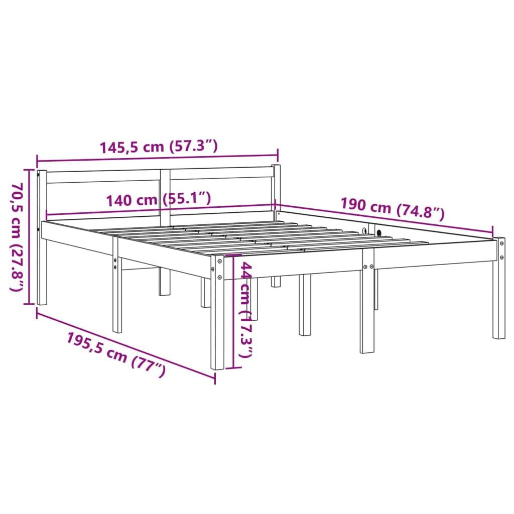 Seniorseng voksbrun 140x190 cm heltre furu