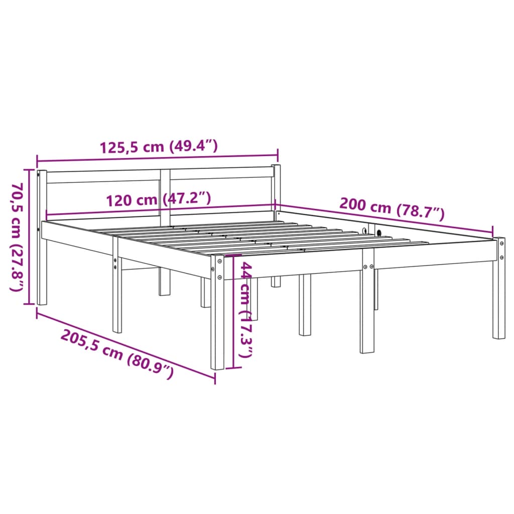 Seniorseng voksbrun 120x200 cm heltre furu