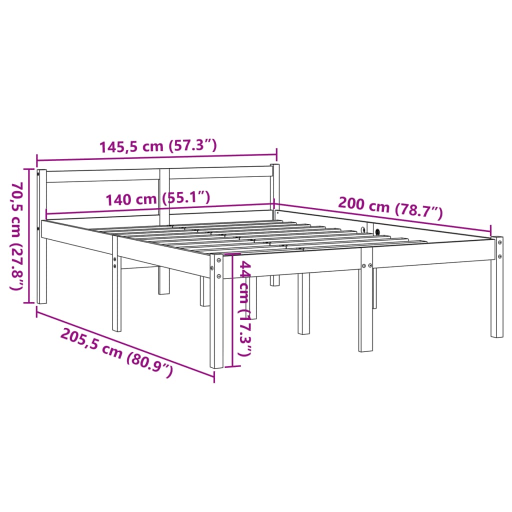 Seniorseng voksbrun 140x200 cm heltre furu