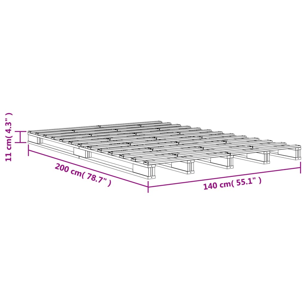 Palleseng voksbrun 140x200 cm heltre furu