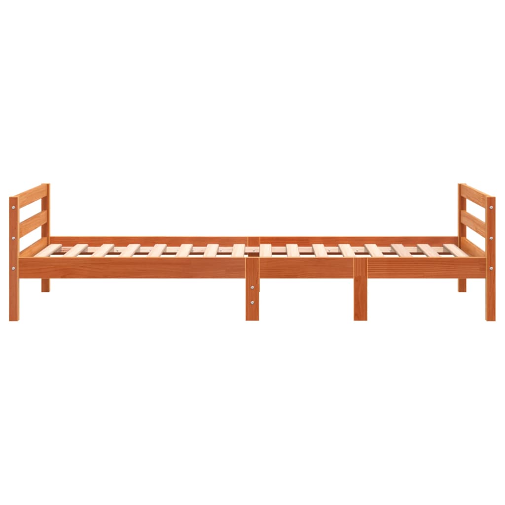 Sengeramme uten madrass voksbrun 90x200 cm heltre furu