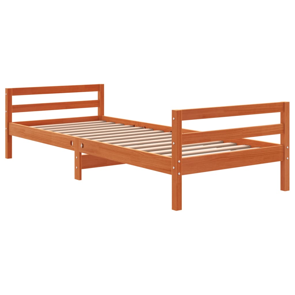 Sengeramme uten madrass voksbrun 90x200 cm heltre furu