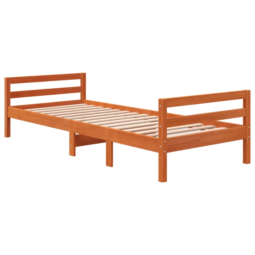 Sengeramme uten madrass voksbrun 75x190 cm heltre furu