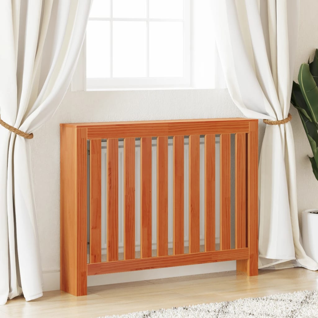 Radiatordeksel voksbrun 108,5x19x84 cm heltre furu