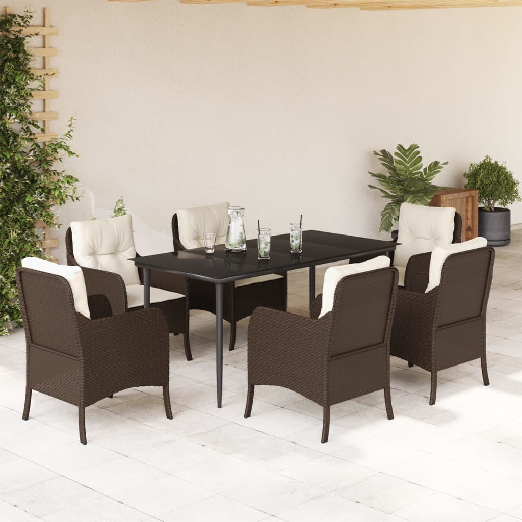 Hagespisegruppe med puter 7 deler polyrotting brun