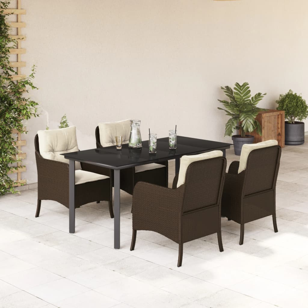 Hagespisegruppe med puter 5 deler polyrotting brun