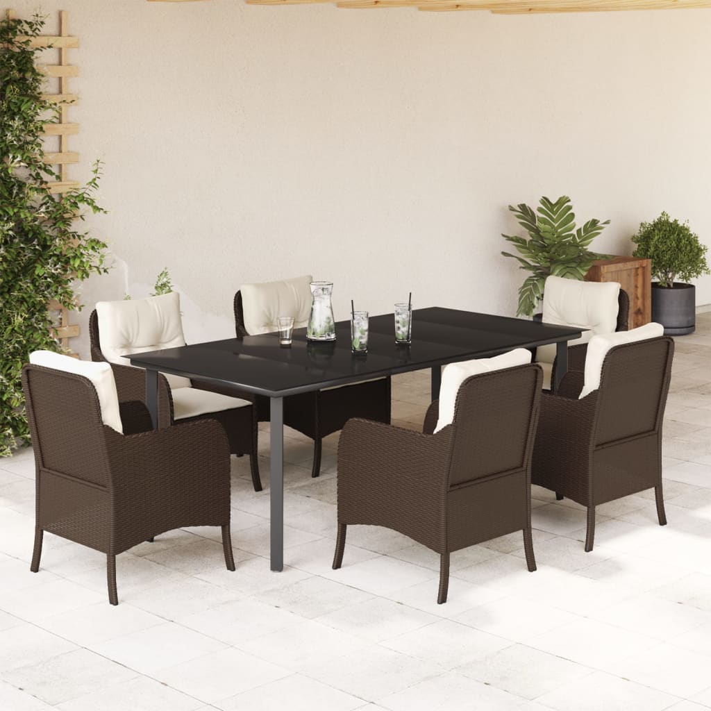 Hagespisegruppe med puter 7 deler polyrotting brun