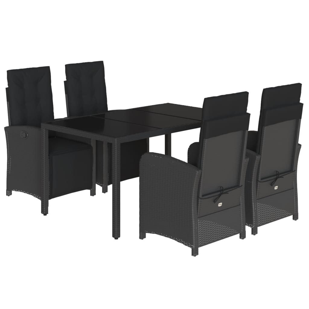 Hagespisegruppe med puter 5 deler svart polyrotting