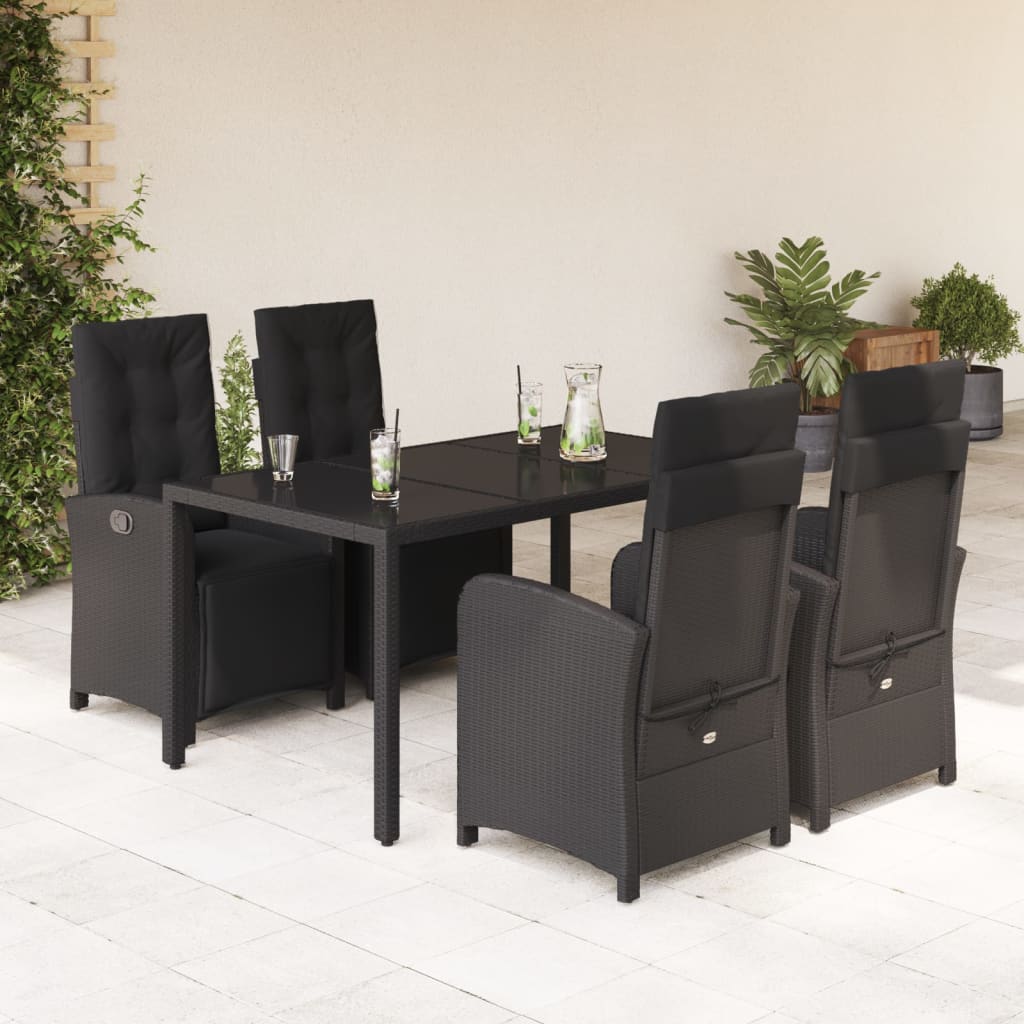 Hagespisegruppe med puter 5 deler svart polyrotting