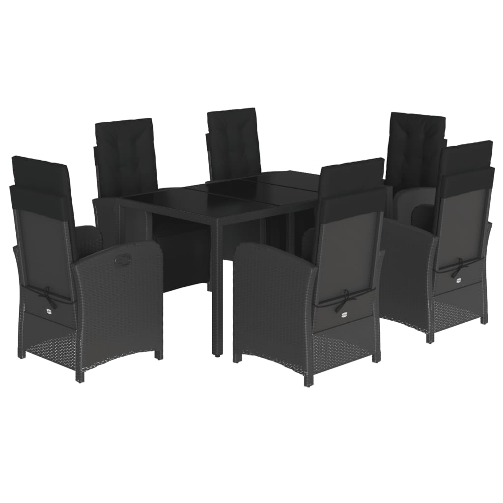 Hagespisegruppe med puter 7 deler polyrotting svart