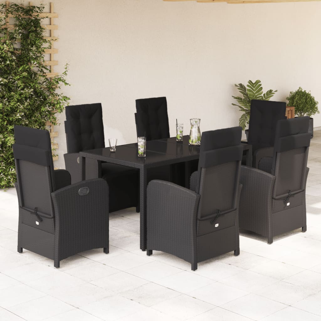 Hagespisegruppe med puter 7 deler polyrotting svart