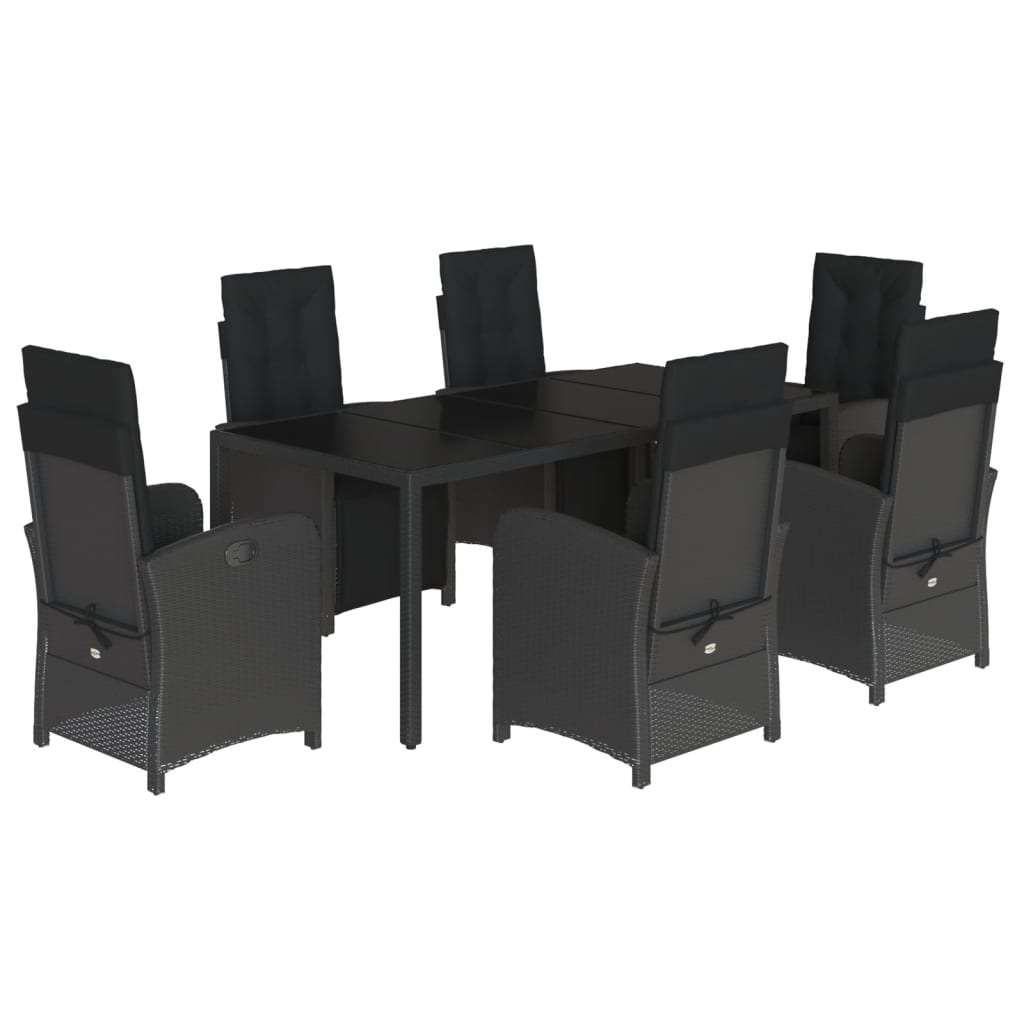 Hagespisegruppe med puter 7 deler polyrotting svart