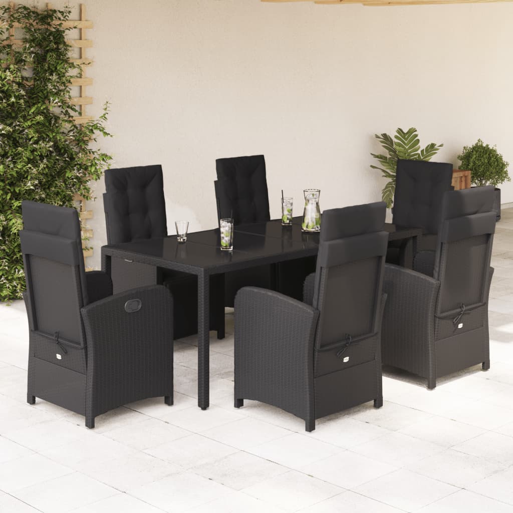 Hagespisegruppe med puter 7 deler polyrotting svart