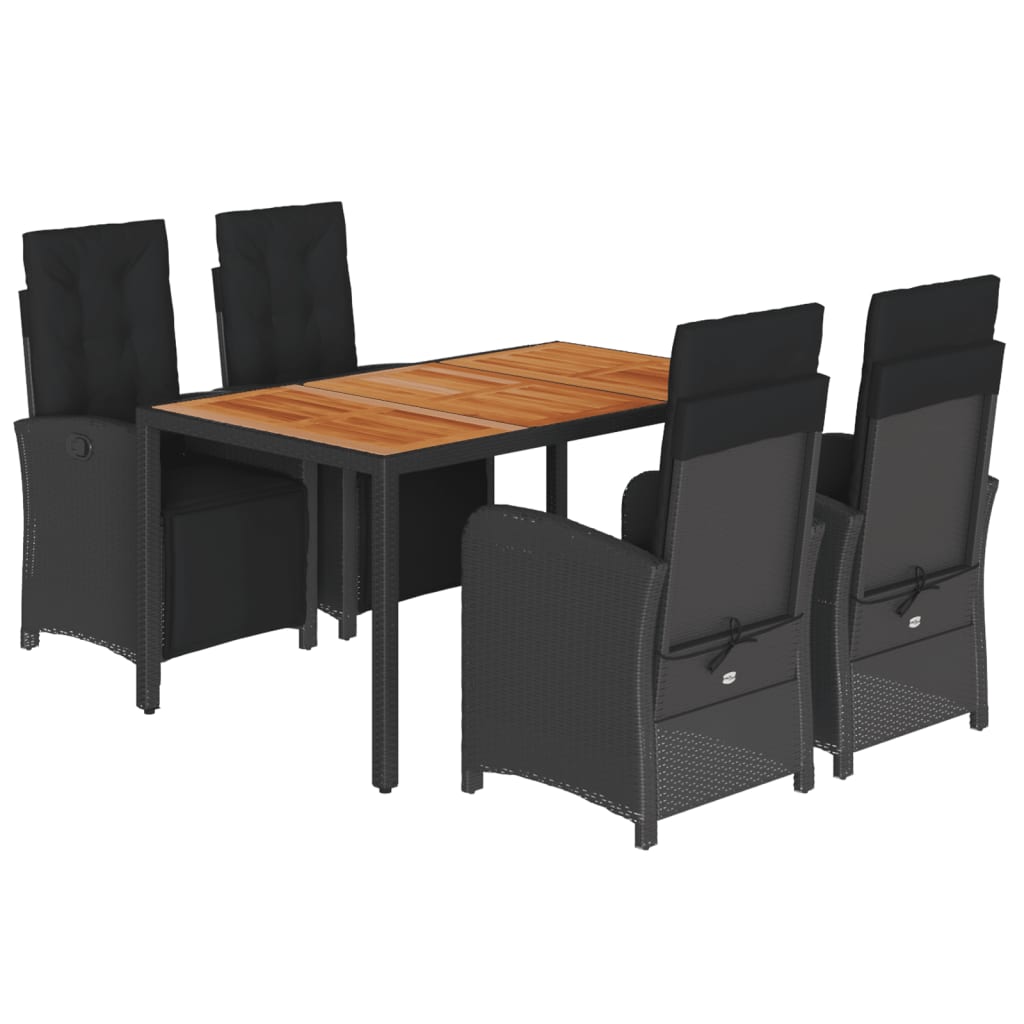 Hagespisegruppe med puter 5 deler svart polyrotting