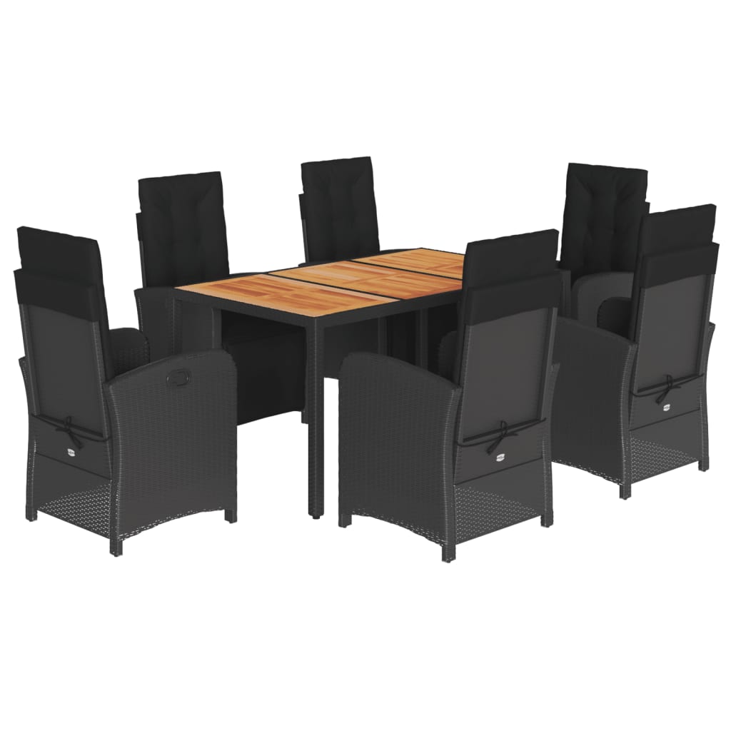 Hagespisegruppe med puter 7 deler polyrotting svart