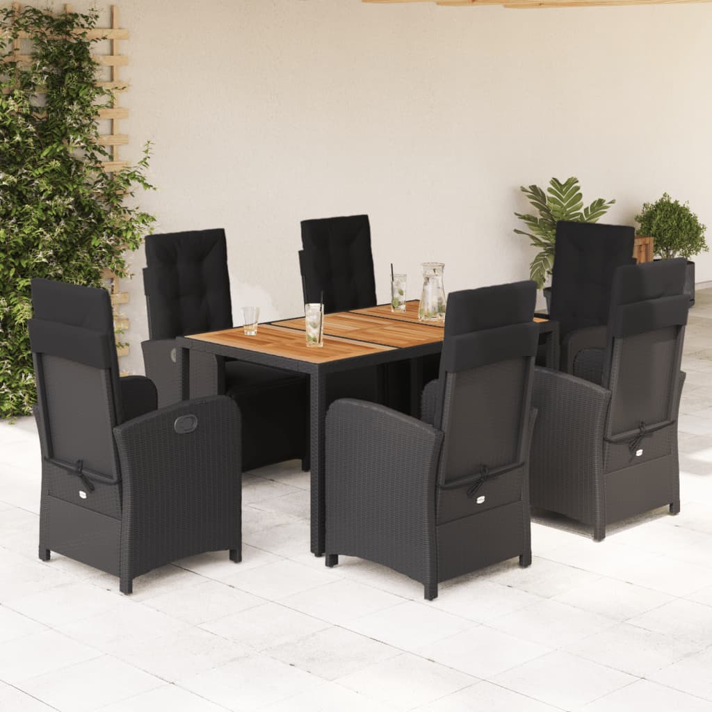 Hagespisegruppe med puter 7 deler polyrotting svart
