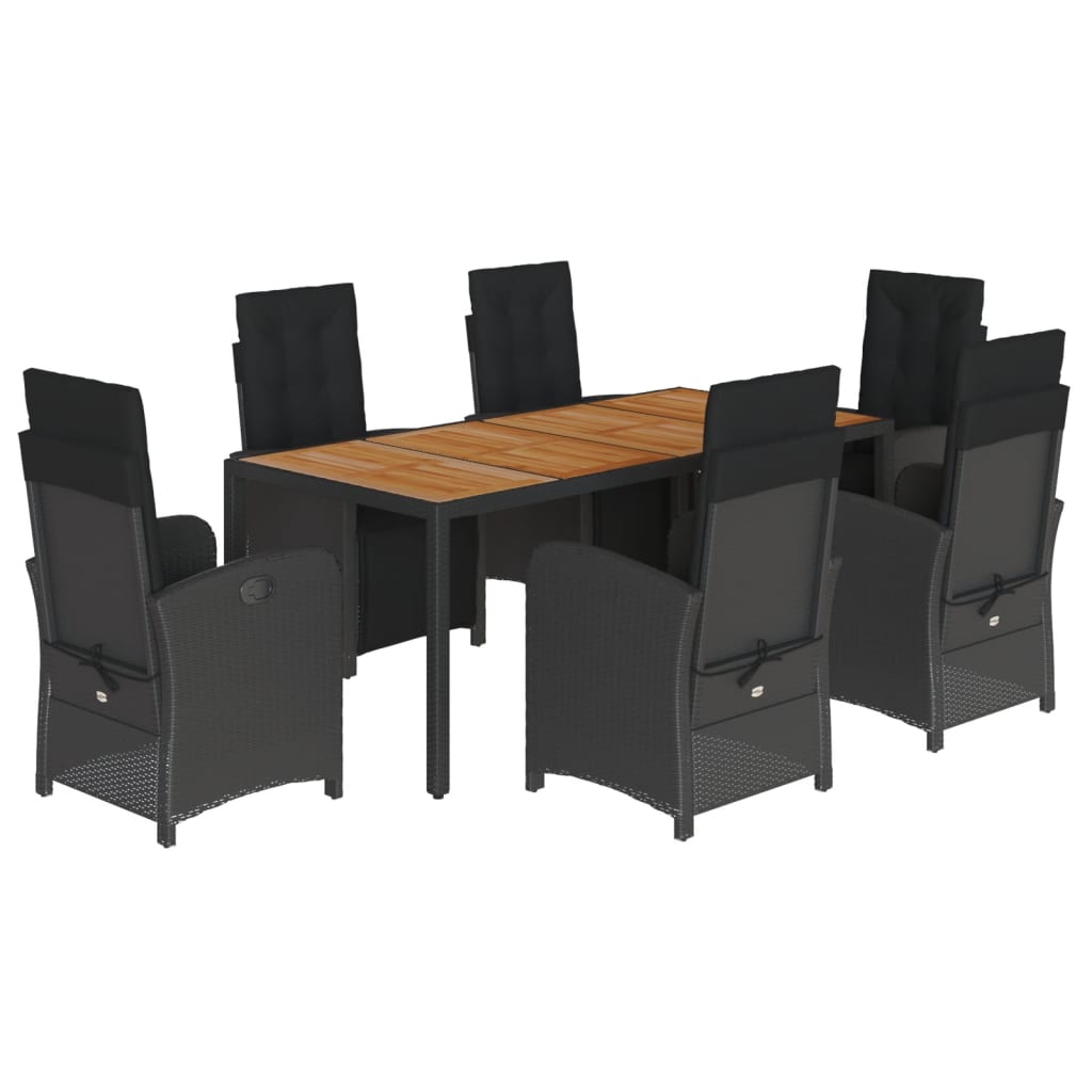 Hagespisegruppe med puter 7 deler polyrotting svart