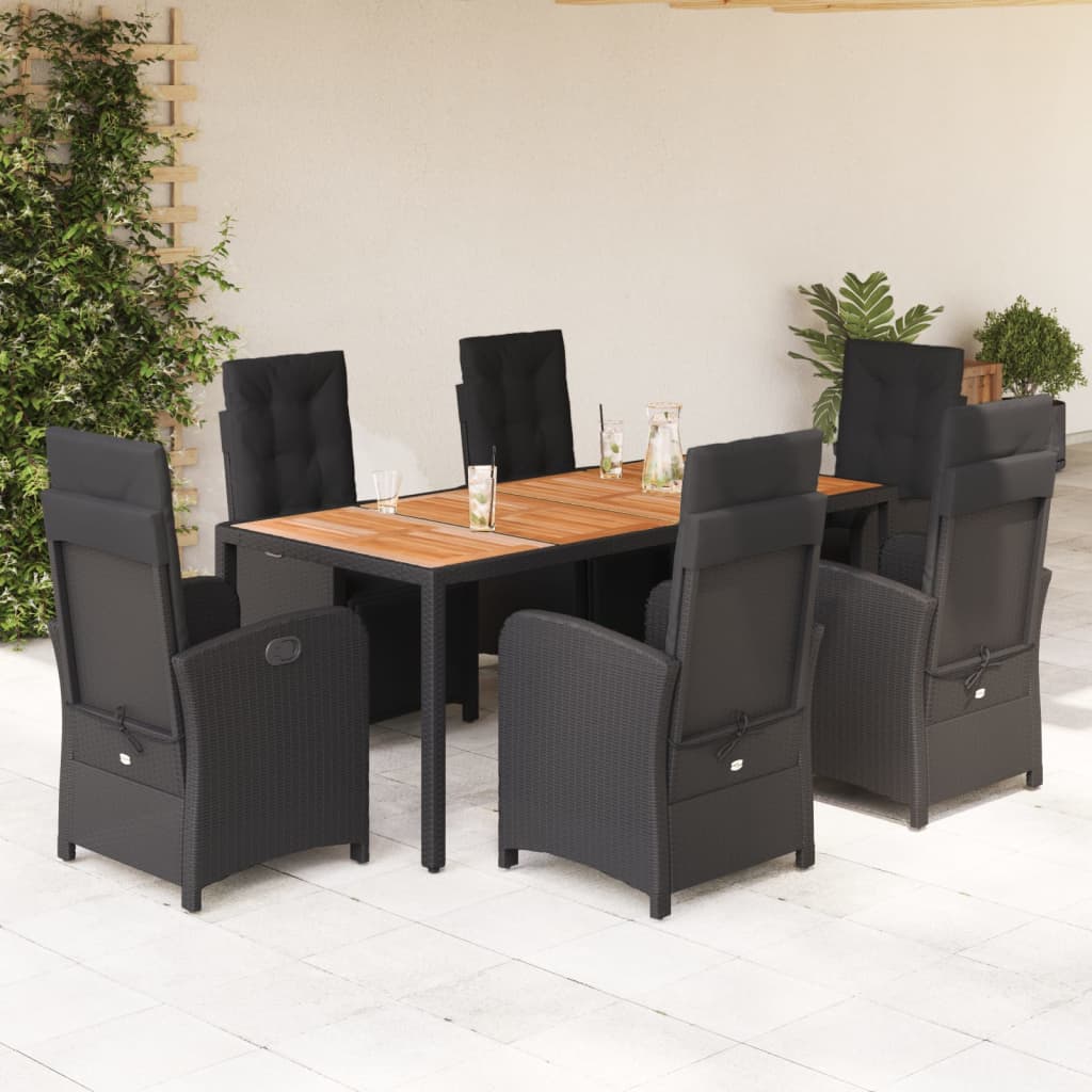 Hagespisegruppe med puter 7 deler polyrotting svart