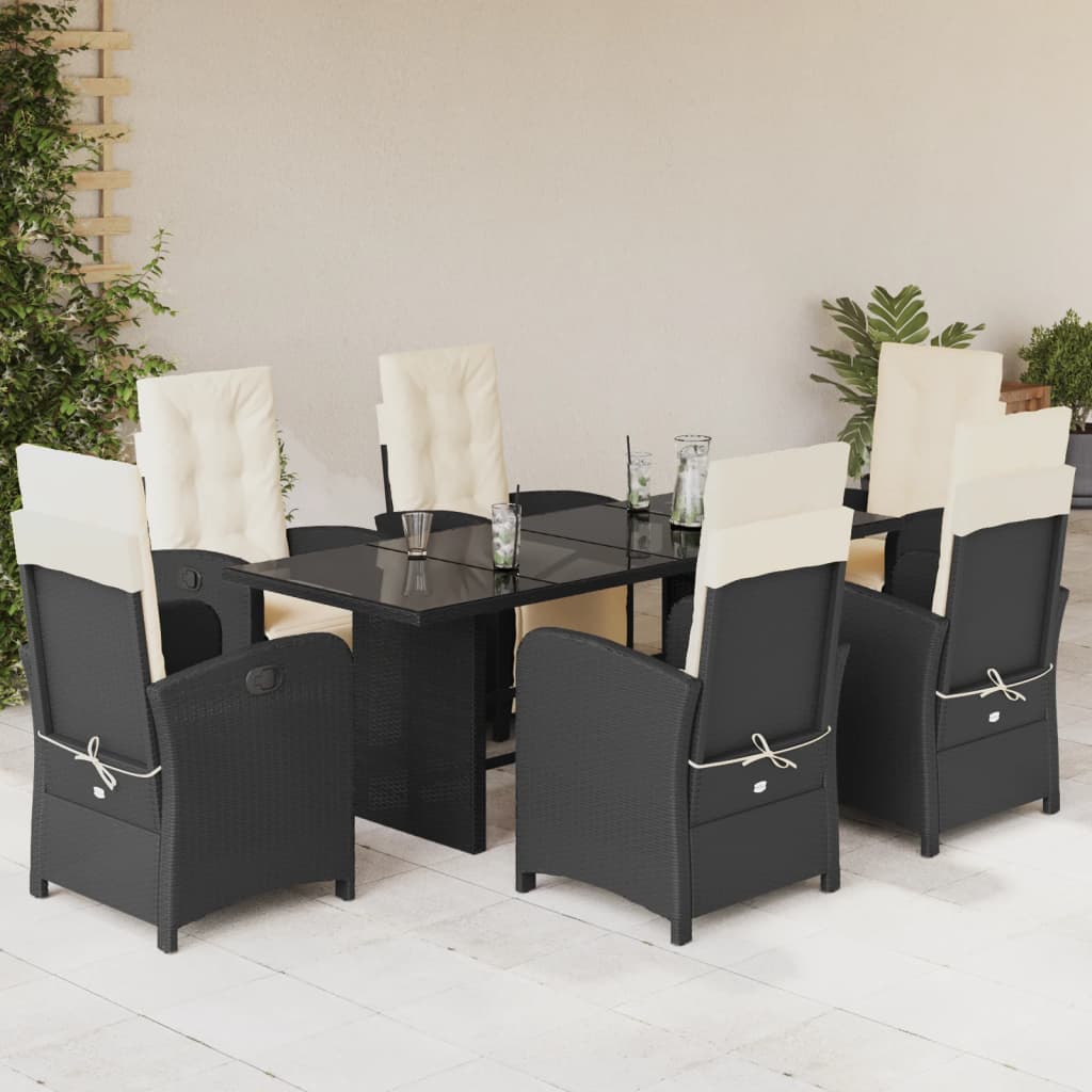 Hagespisegruppe med puter 7 deler polyrotting svart