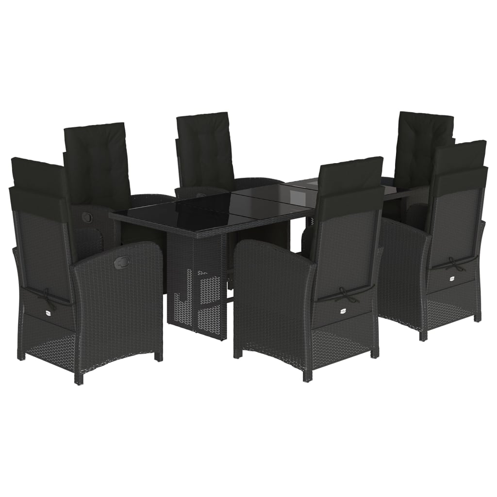 Hagespisegruppe med puter 7 deler polyrotting svart