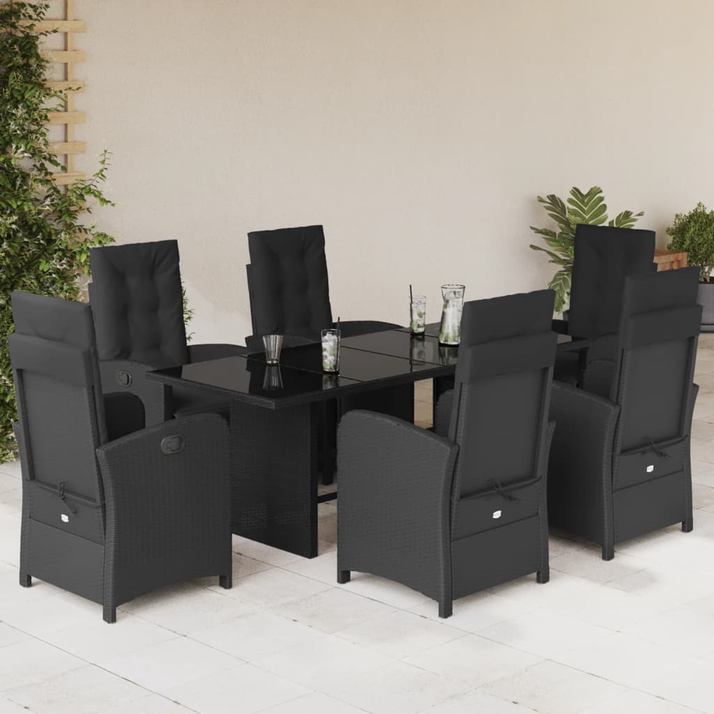 Hagespisegruppe med puter 7 deler polyrotting svart