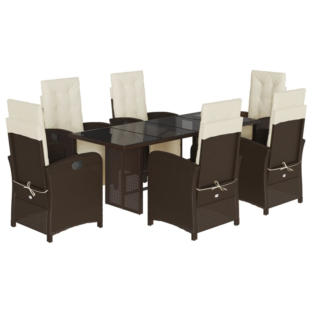 Hagespisegruppe med puter 7 deler polyrotting brun