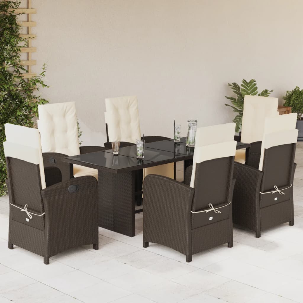 Hagespisegruppe med puter 7 deler polyrotting brun