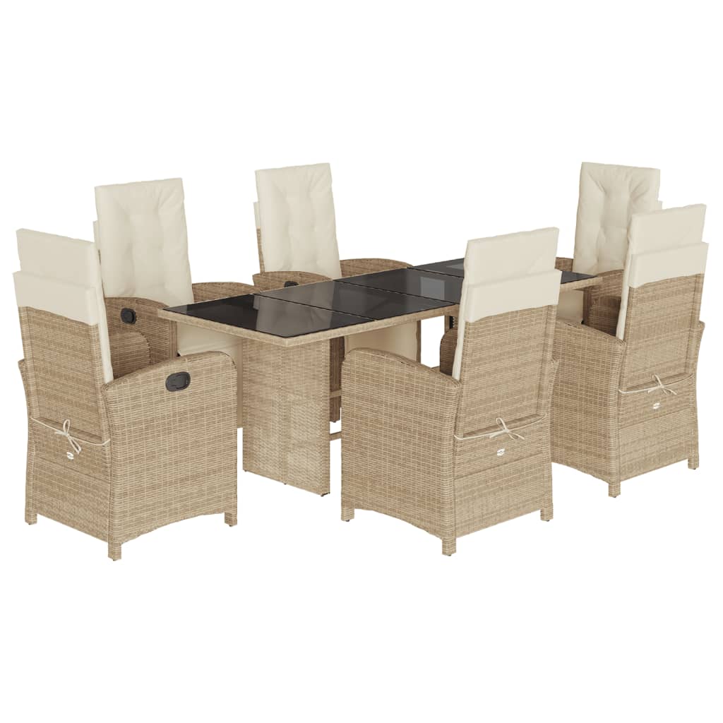 Hagespisegruppe med puter 7 deler polyrotting beige